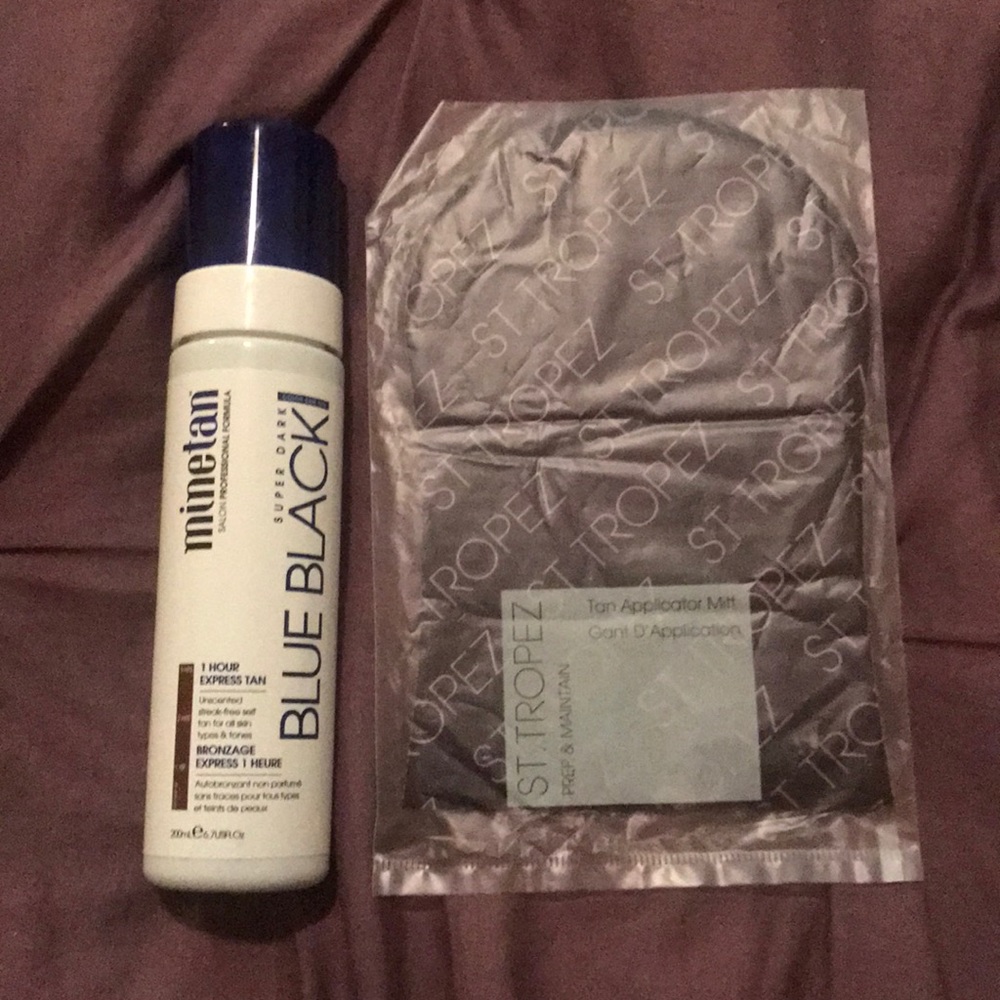 Minetan Blue Black Tanning Foam and Mitt